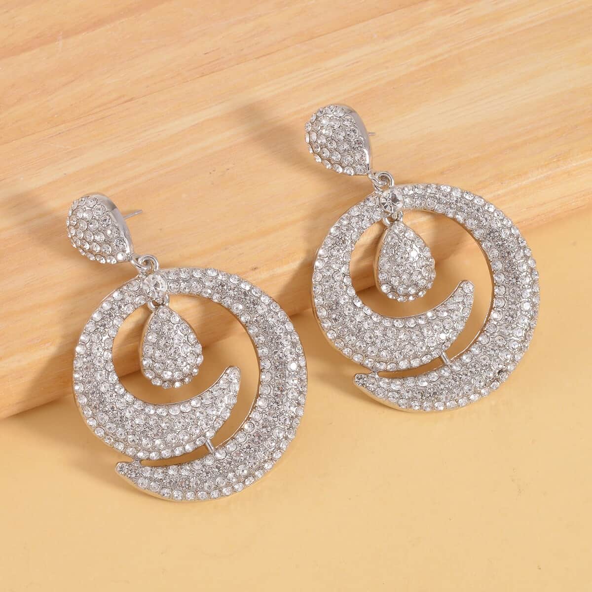 Austrian Crystal Earrings in Silvertone image number 1