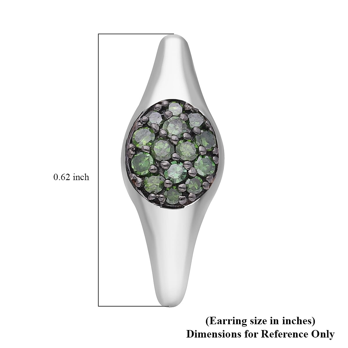 Green Diamond J-Hoop Earrings in Platinum Over Sterling Silver 0.25 ctw image number 4