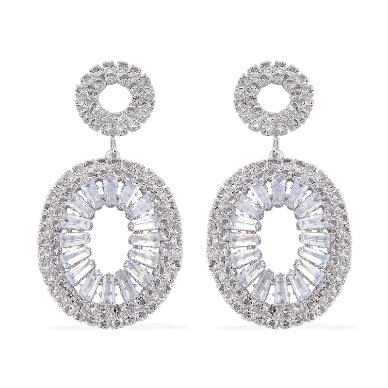 Austrian Crystal Open Circle Earrings in Silvertone