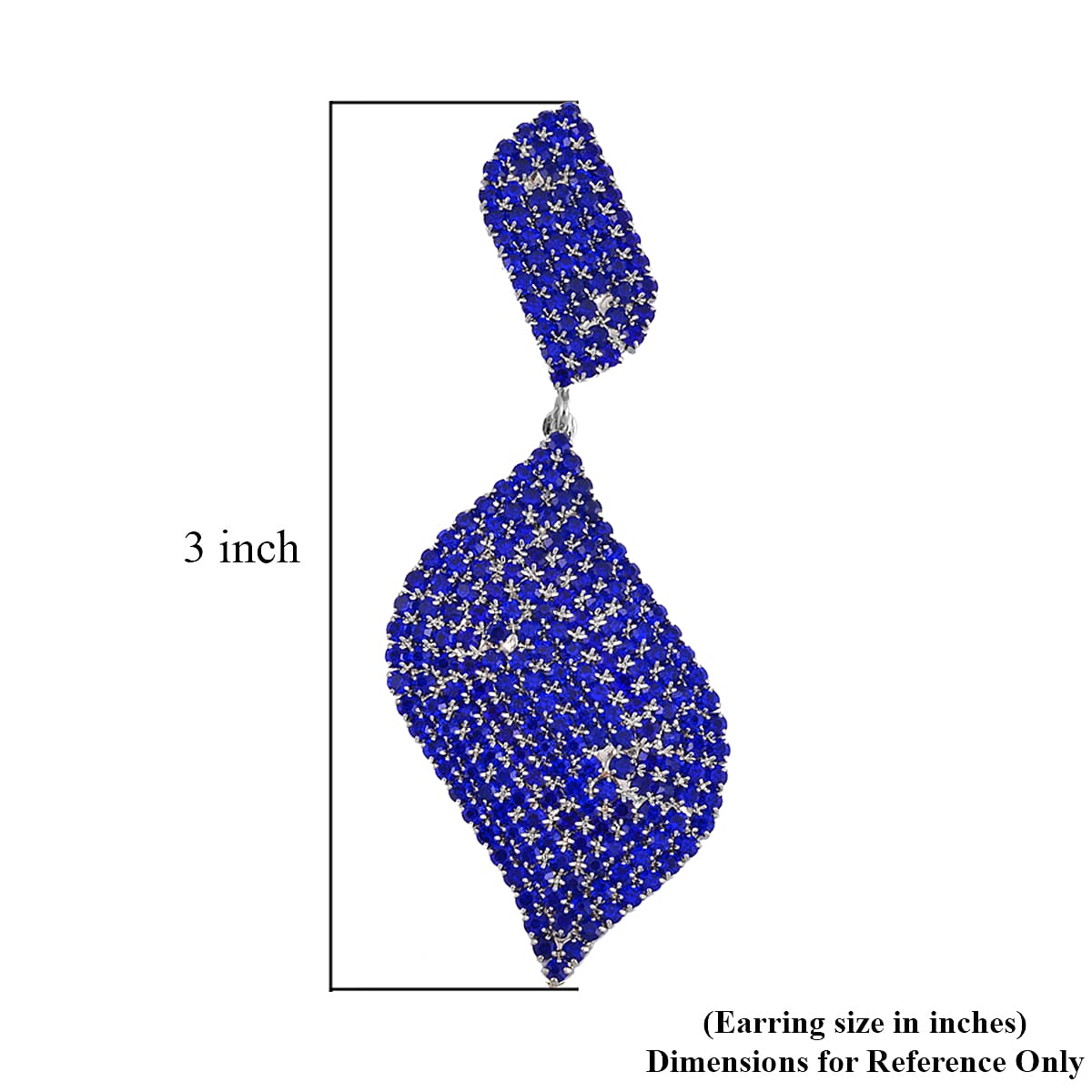 Blue Austrian Crystal Geometrical Earrings in Silvertone