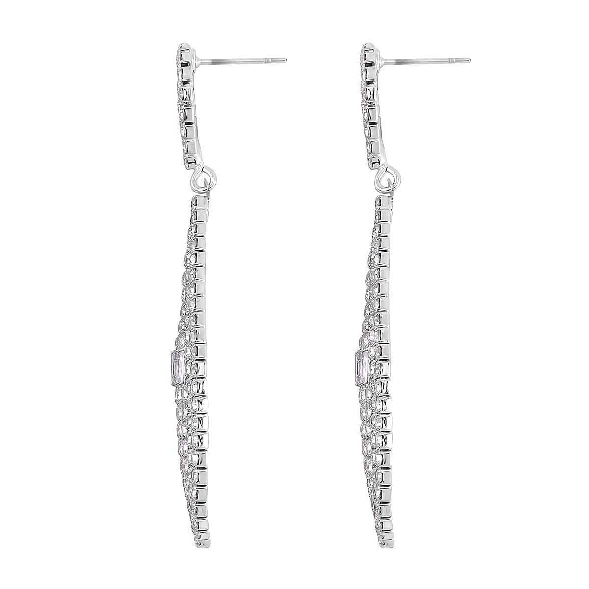Austrian Crystal Geometrical Earrings in Silvertone