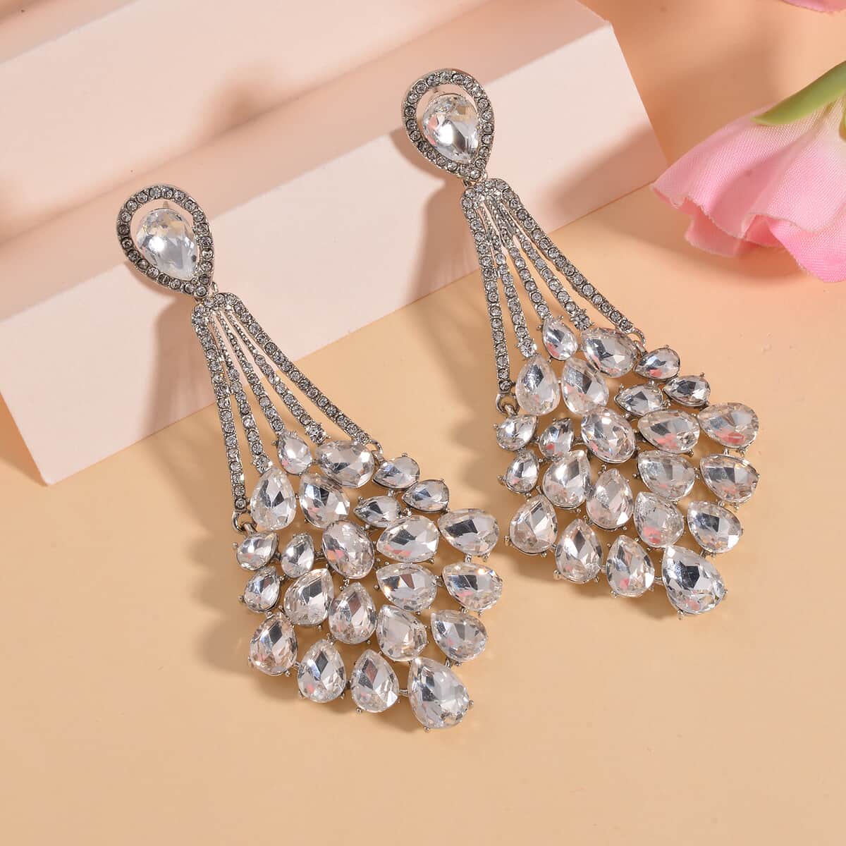 Austrian Crystal Earrings in Silvertone image number 1