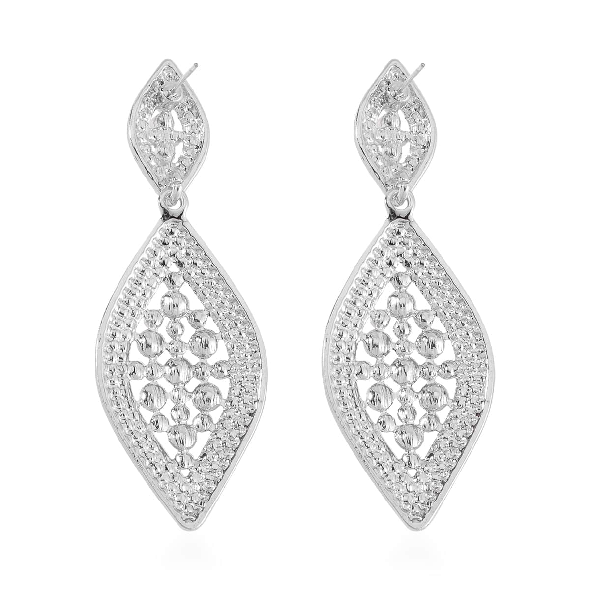 Simulated Pearl and Austrian Crystal Earrings in Silvertone image number 4