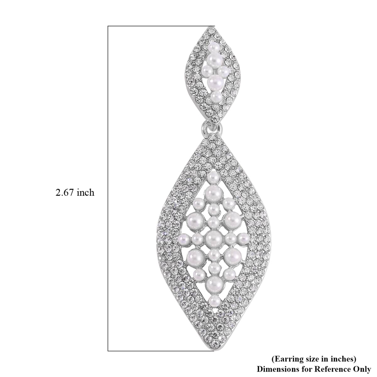 Simulated Pearl, Austrian Crystal Earrings in Silvertone image number 5