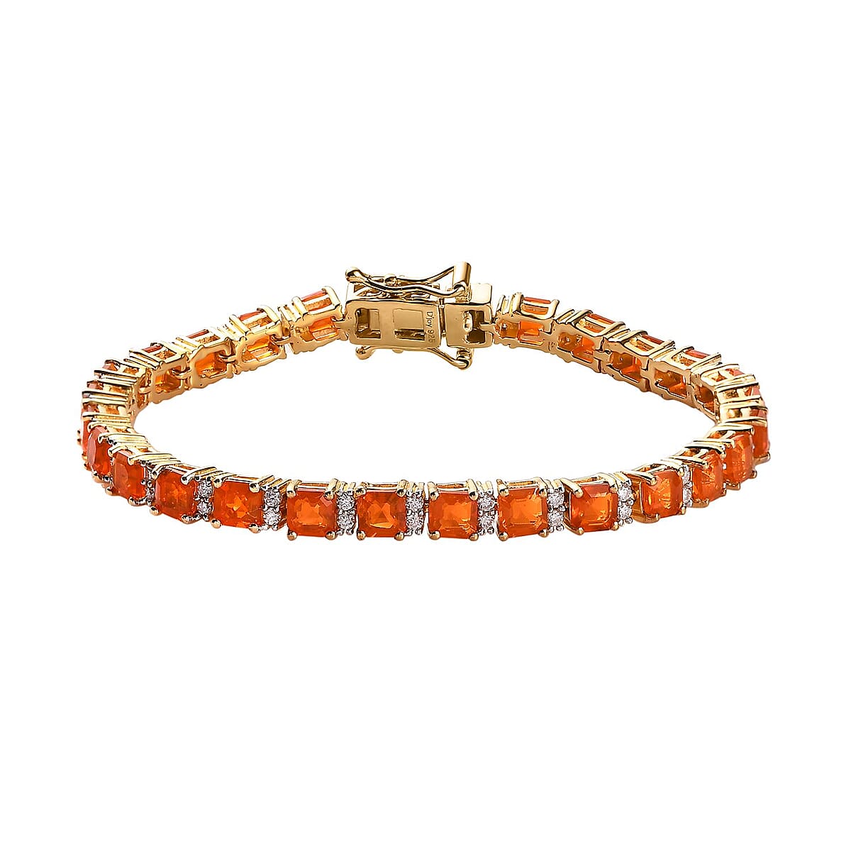 AAA Crimson Fire Opal and Moissanite Bracelet in Vermeil Yellow Gold Over Sterling Silver (6.50 In) 6.80 ctw image number 0