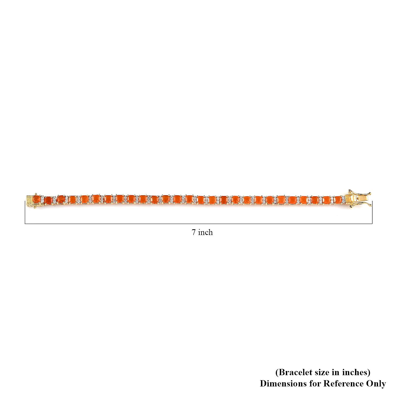 AAA Mexican Fire Opal and Moissanite Bracelet in Vermeil Yellow Gold Over Sterling Silver (6.50 In) 6.80 ctw