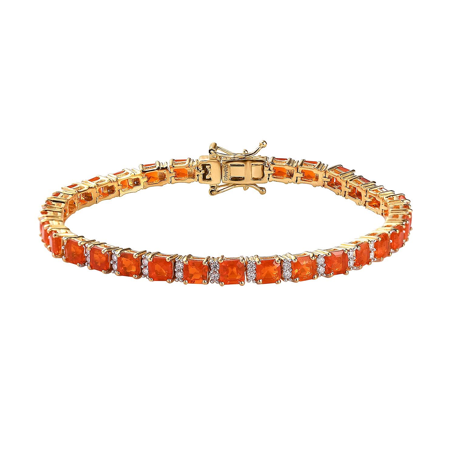 AAA Mexican Fire Opal, Moissanite Bracelet in Vermeil YG Over Sterling Silver (7.25 In) 7.75 ctw