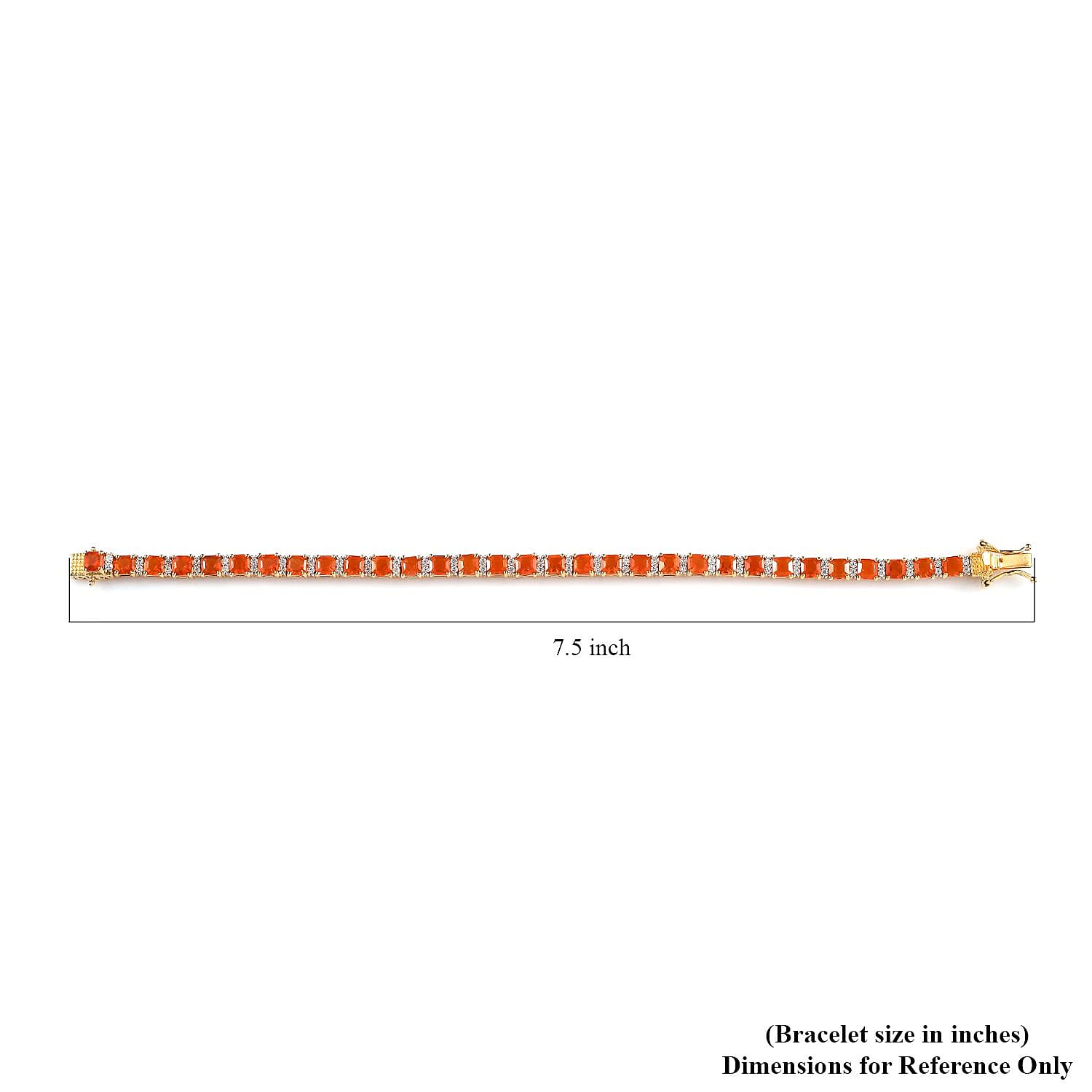 AAA Mexican Fire Opal, Moissanite Bracelet in Vermeil YG Over Sterling Silver (7.25 In) 7.75 ctw