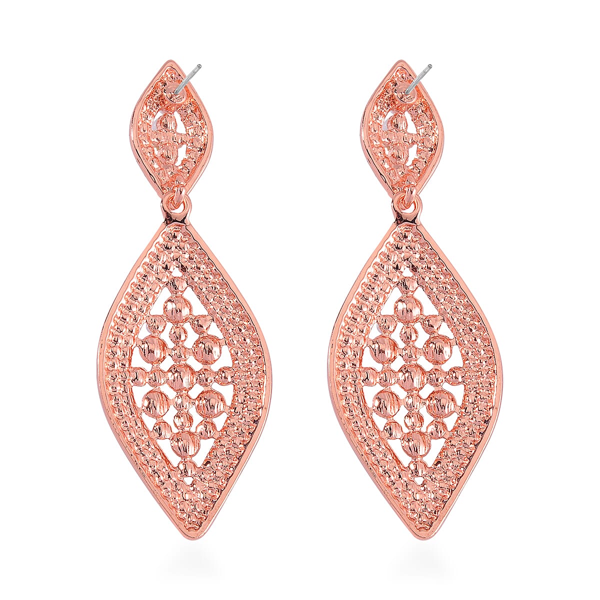 Simulated Pearl and Austrian Crystal Earrings in Rosetone image number 4