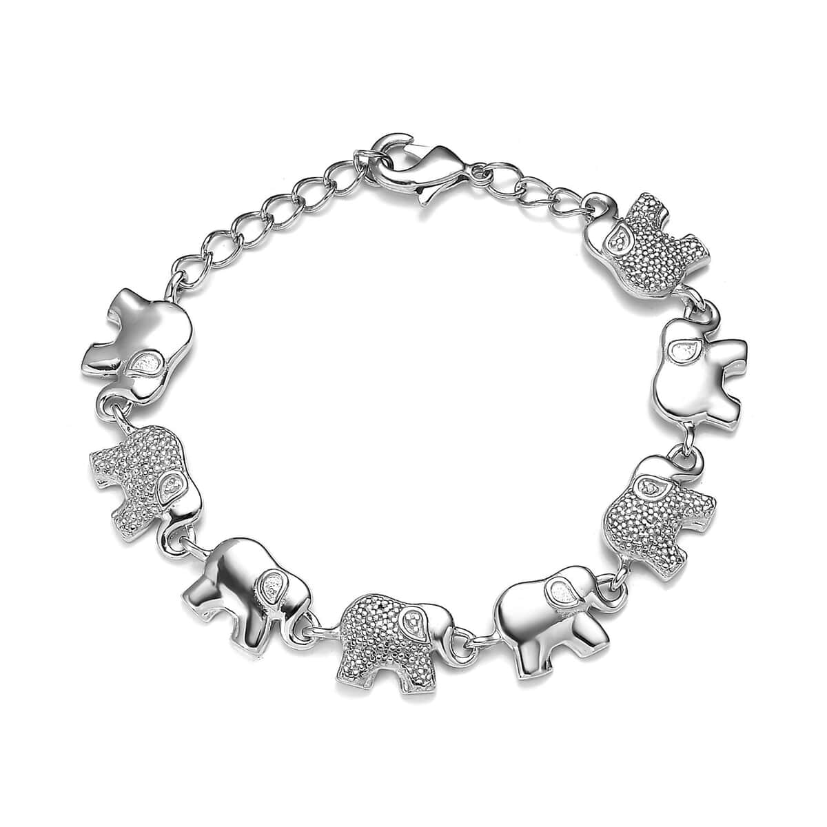 Karis Diamond Elephant Bracelet in Platinum Bond (6.50 In) image number 0