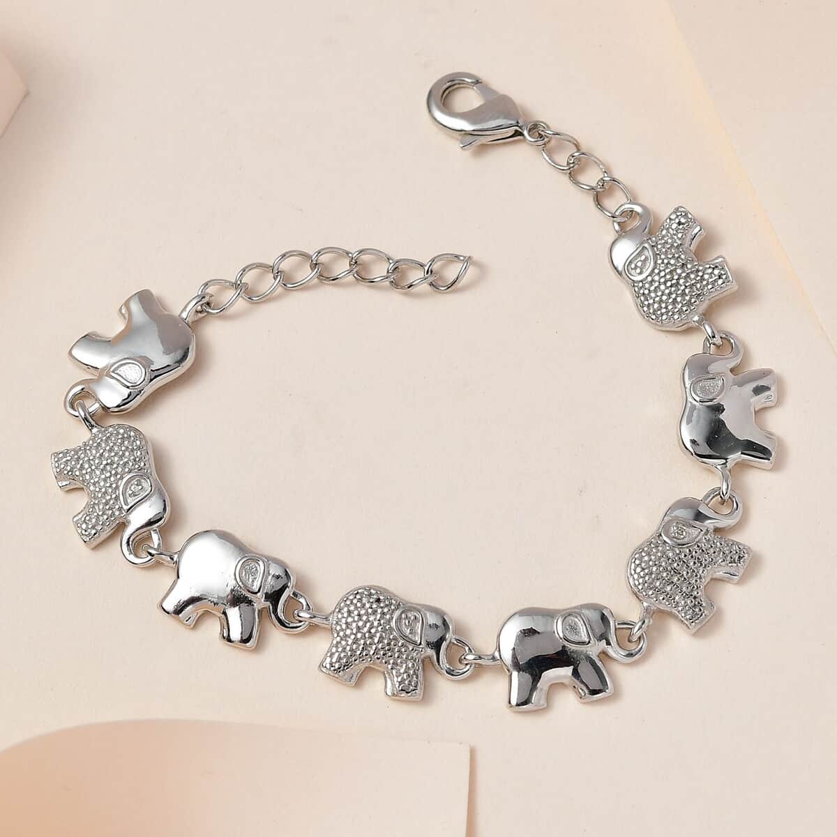 Karis Diamond Elephant Bracelet in Platinum Bond (6.50 In) image number 1