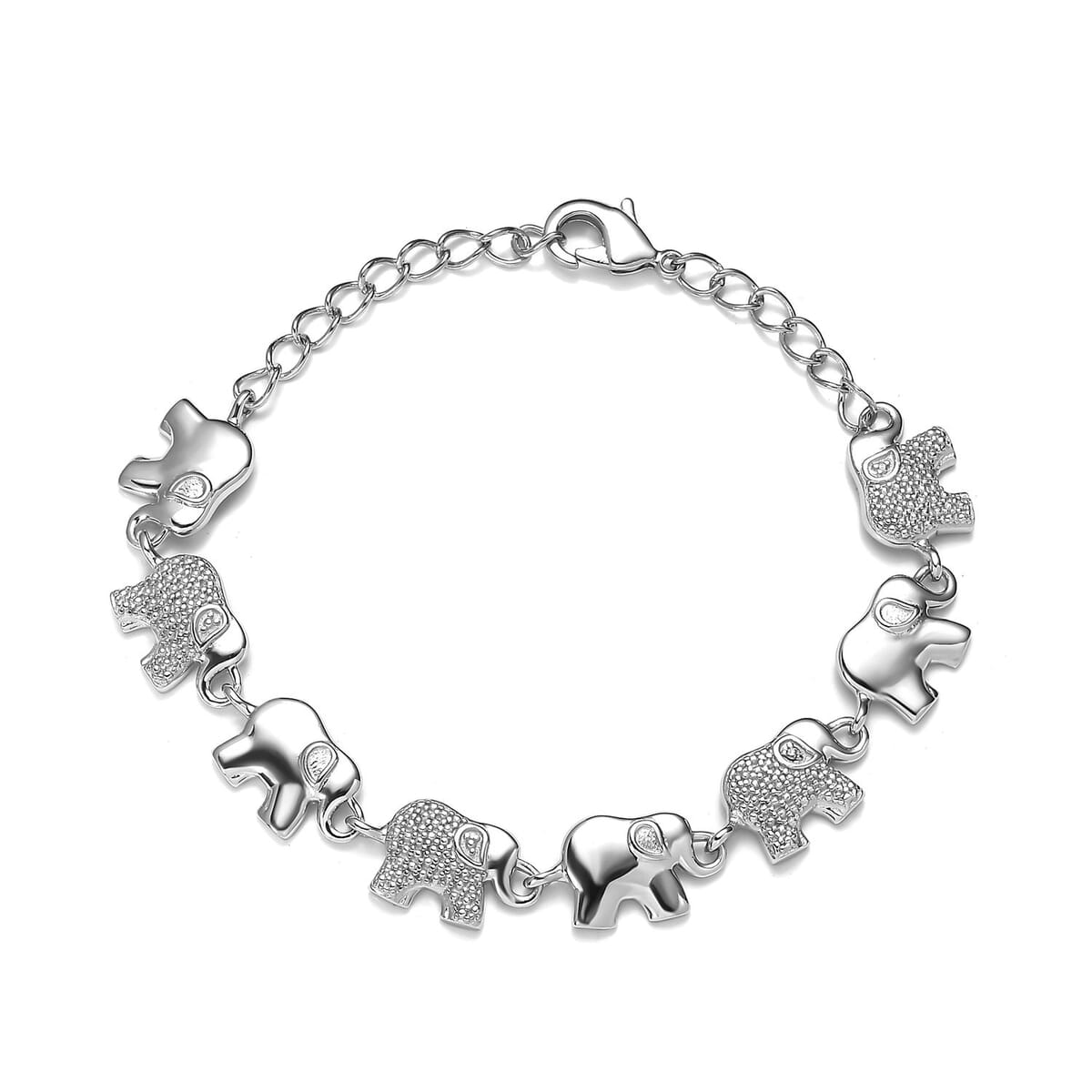Karis Diamond Accent Elephant Bracelet in Platinum Bond (7.25 In) image number 0