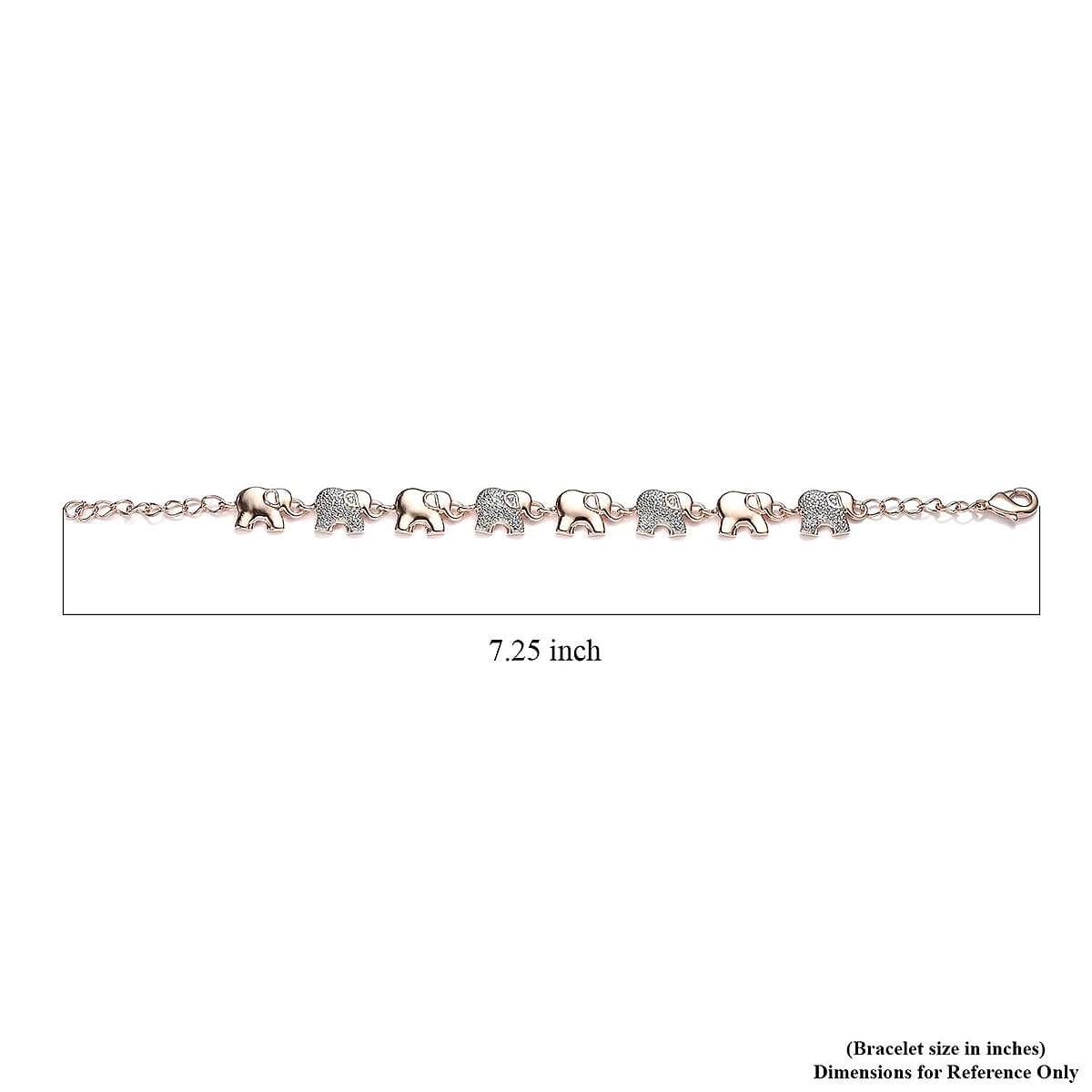 Karis Diamond Accent Elephant Bracelet in 18K RG Plated (7.25 In) image number 4