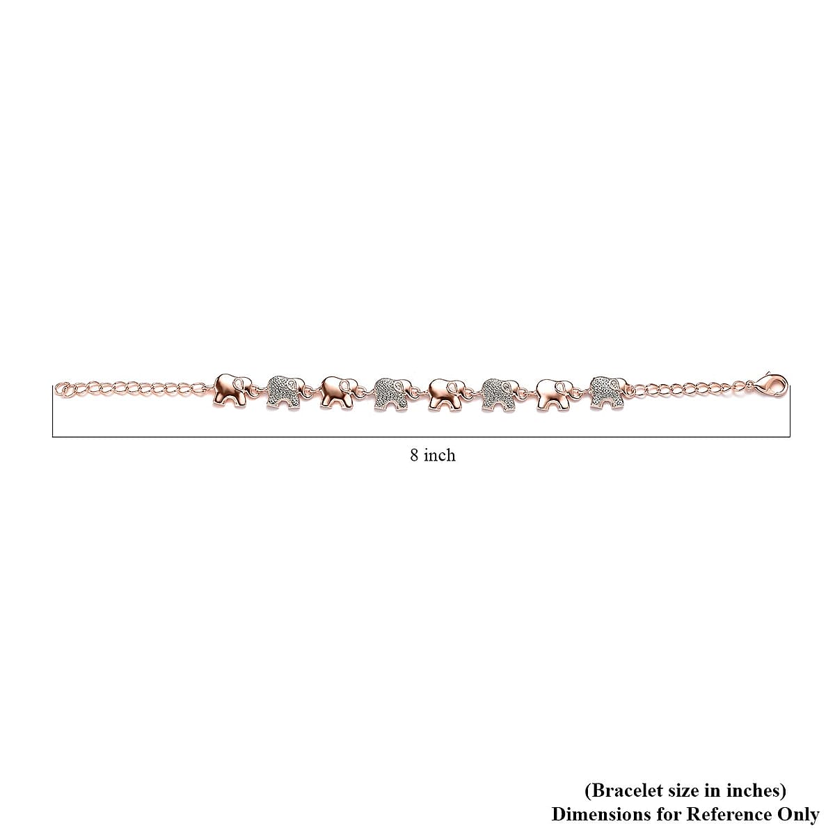 Karis Diamond Accent Elephant Bracelet in 18K RG Plated (8.00 In) image number 4
