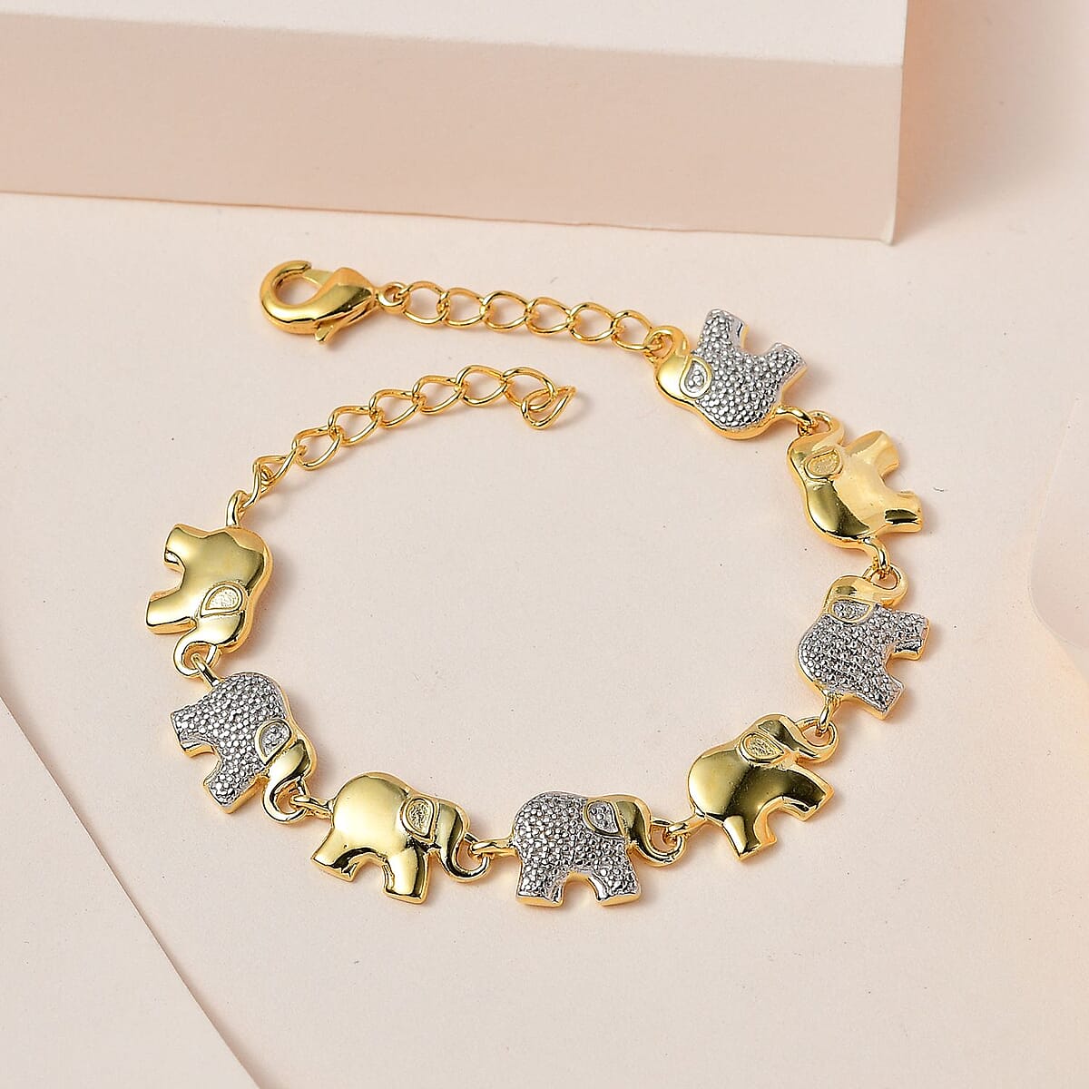 Karis Diamond Accent Elephant Bracelet in 18K YG Plated (7.25 In) image number 1