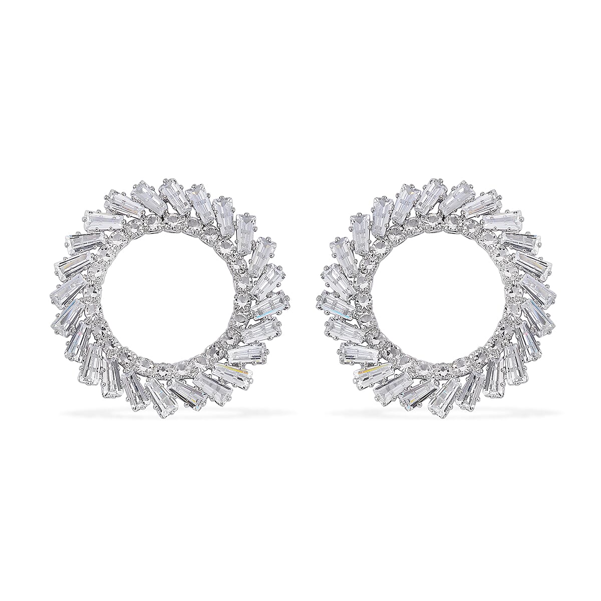 Austrian Crystal Open Circle Earrings in Silvertone image number 0