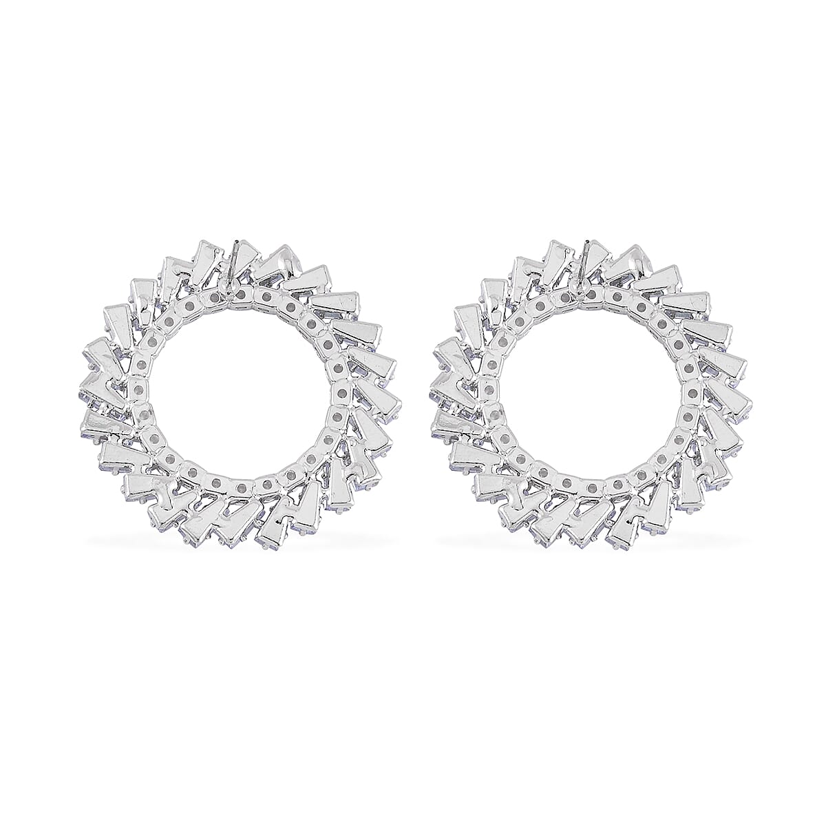 Austrian Crystal Open Circle Earrings in Silvertone image number 4