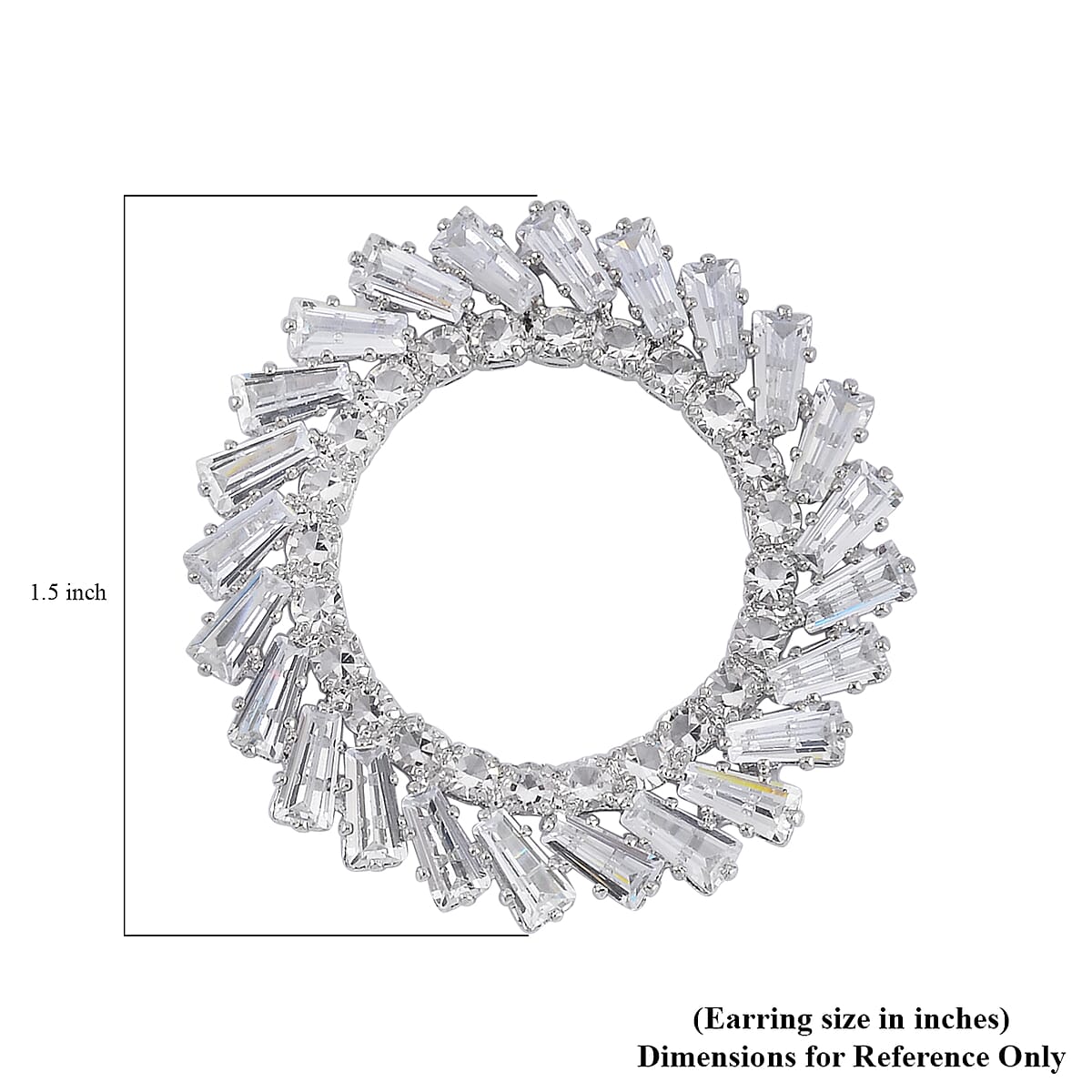 Austrian Crystal Open Circle Earrings in Silvertone image number 5