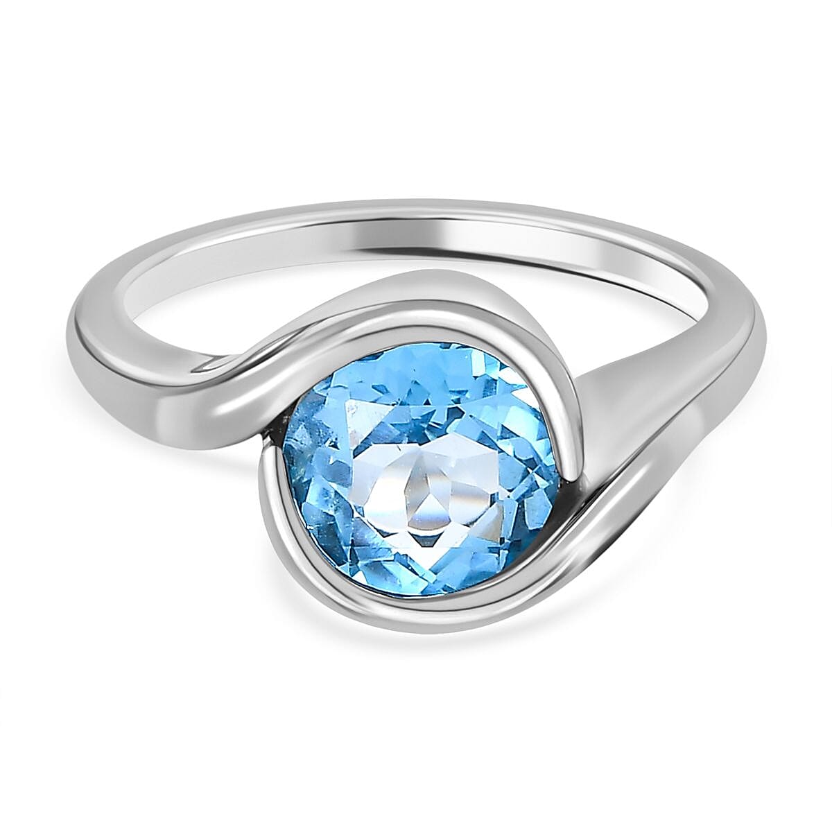 Swiss Blue Topaz 2.35 ctw Ring in Platinum Over Sterling Silver (Size 11.5)