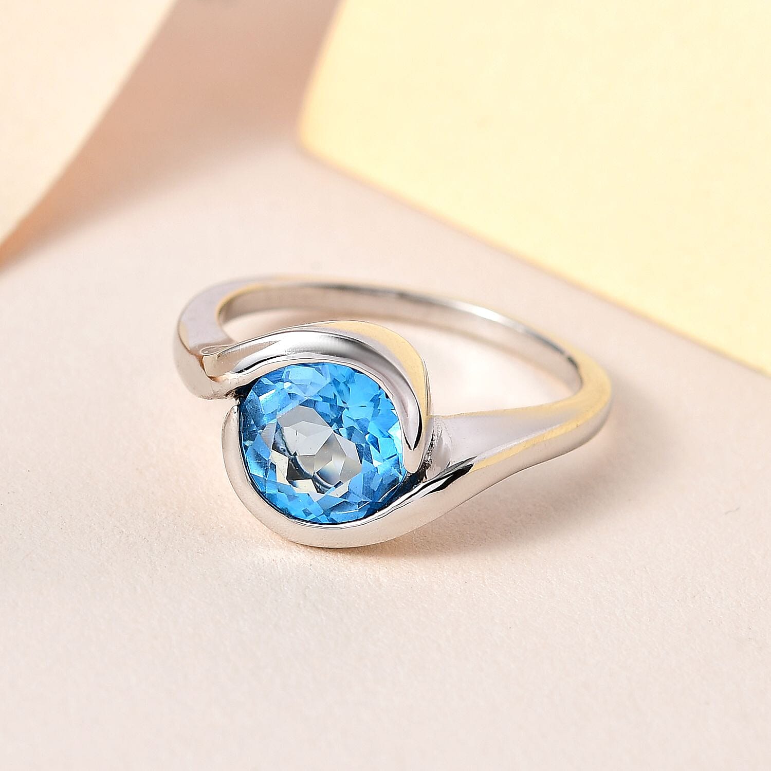 Swiss Blue Topaz 2.35 ctw Ring in Platinum Over Sterling Silver (Size 11.5)