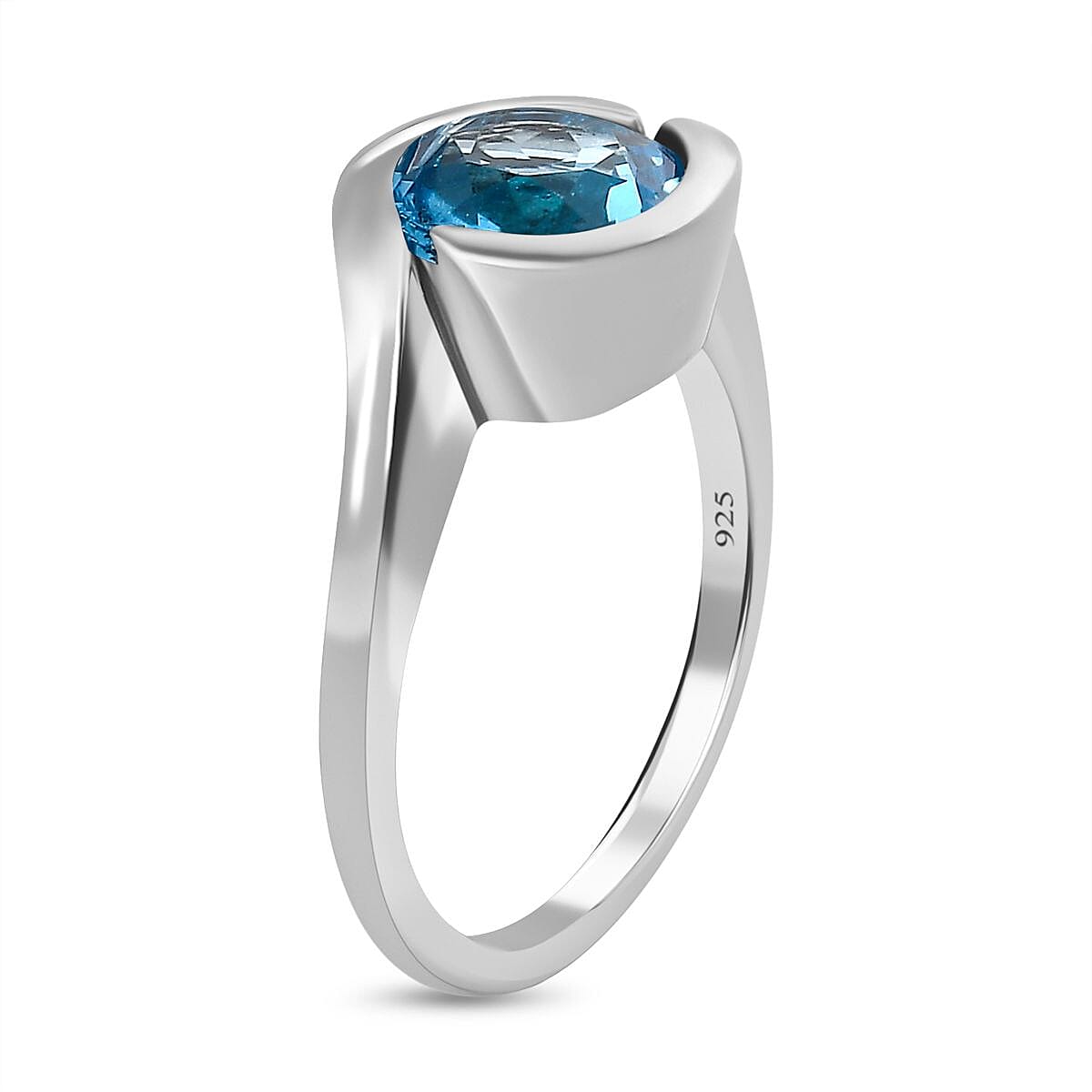 Swiss Blue Topaz 2.35 ctw Ring in Platinum Over Sterling Silver (Size 11.5)