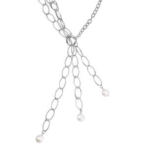 Simulated Pearl Necklace 20-22 Inches in Silvertone