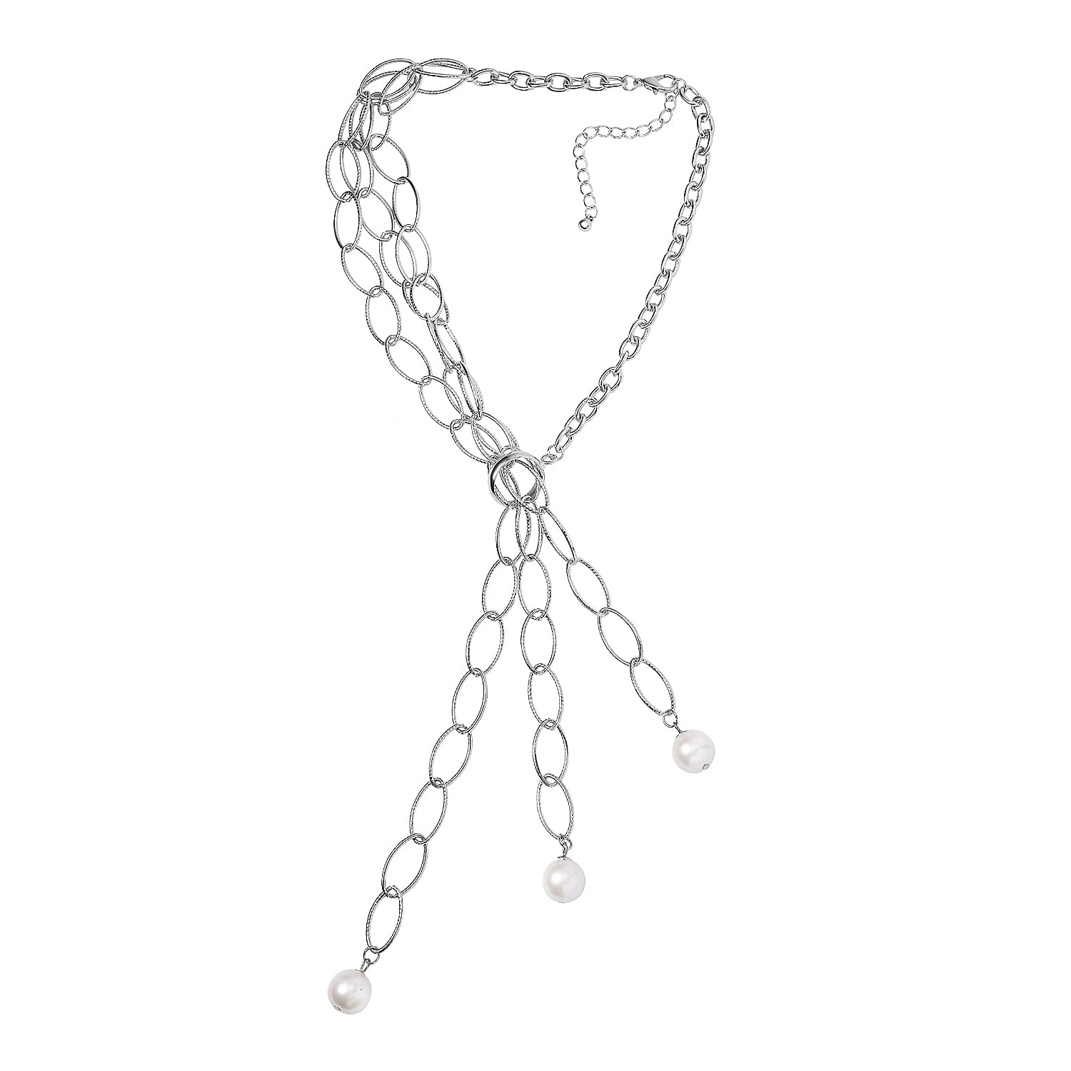 Simulated Pearl Necklace 20-22 Inches in Silvertone