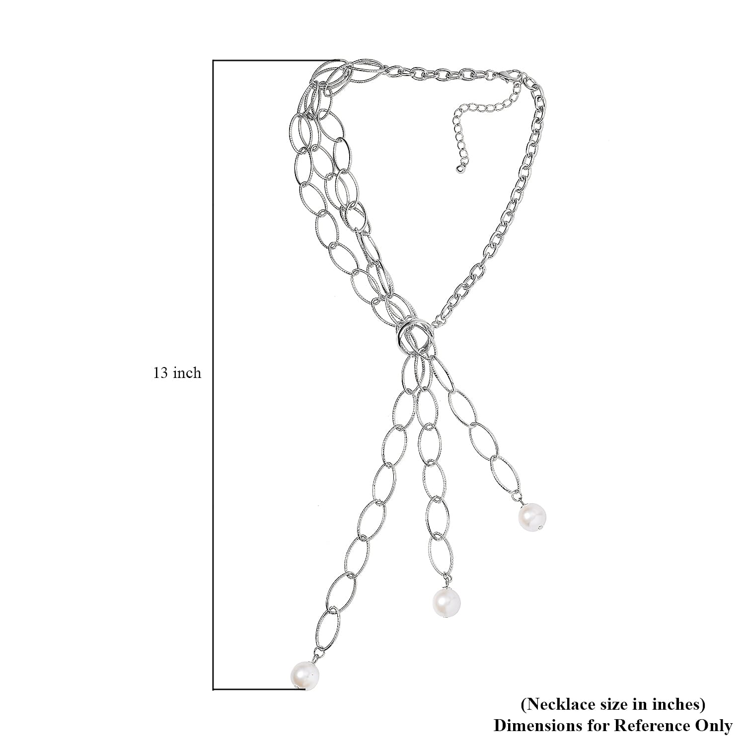 Simulated Pearl Necklace 20-22 Inches in Silvertone