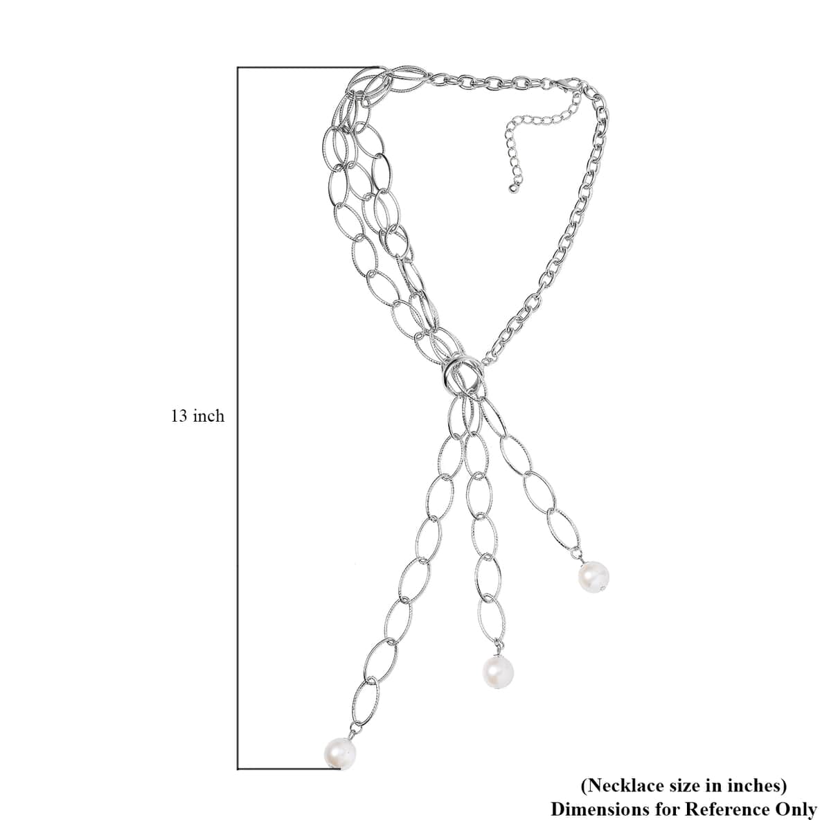 Simulated Pearl Glass Necklace 20-22 Inches in Silvertone image number 4