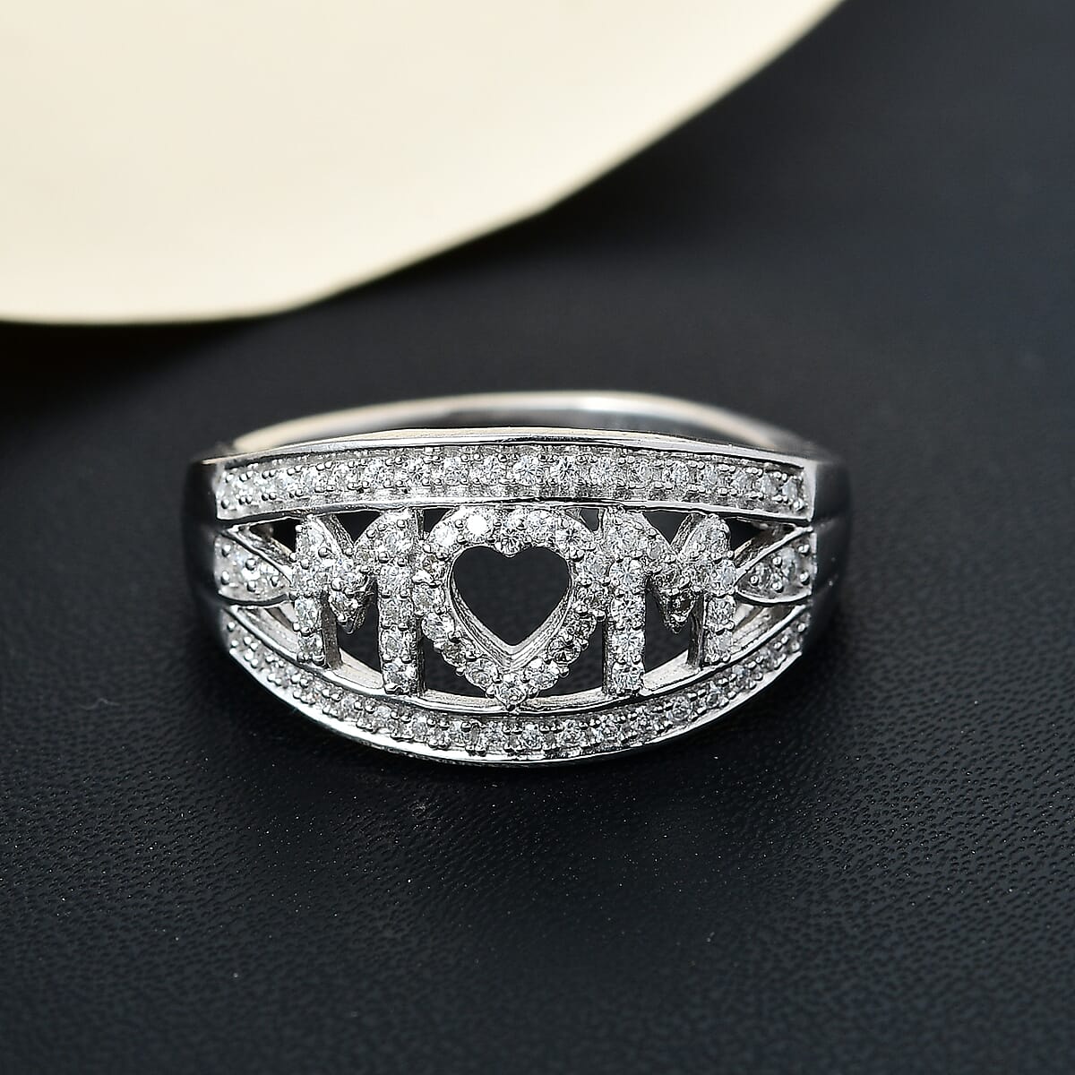 Moissanite MOM Ring in Platinum Over Sterling Silver 0.85 ctw image number 1