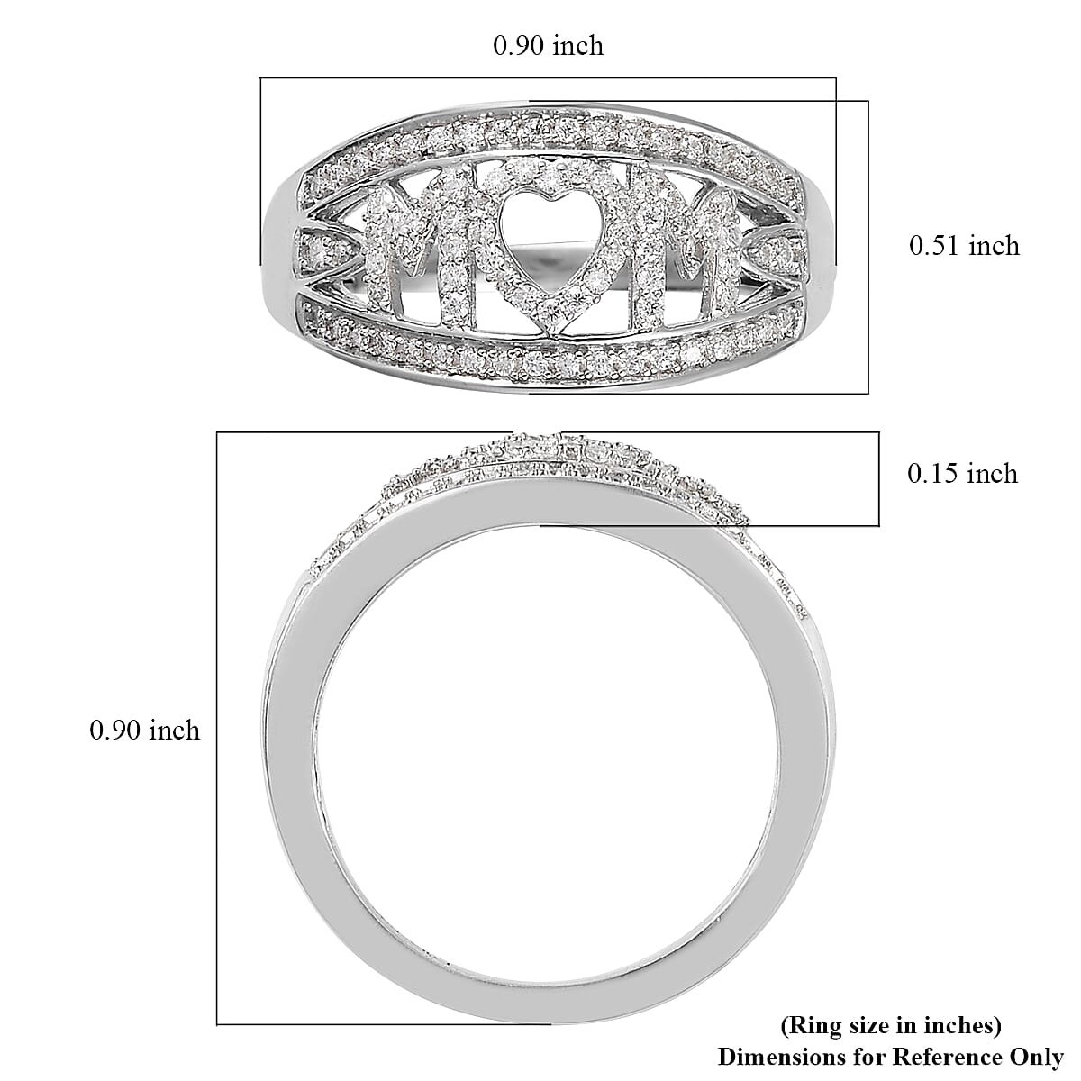 Moissanite MOM Ring in Platinum Over Sterling Silver (Size 6.0) 0.85 ctw image number 5