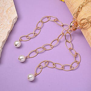 Simulated Pearl Necklace 20-22 Inches in Goldtone