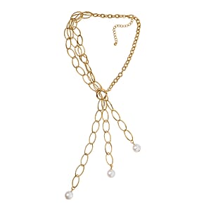 Simulated Pearl Necklace 20-22 Inches in Goldtone