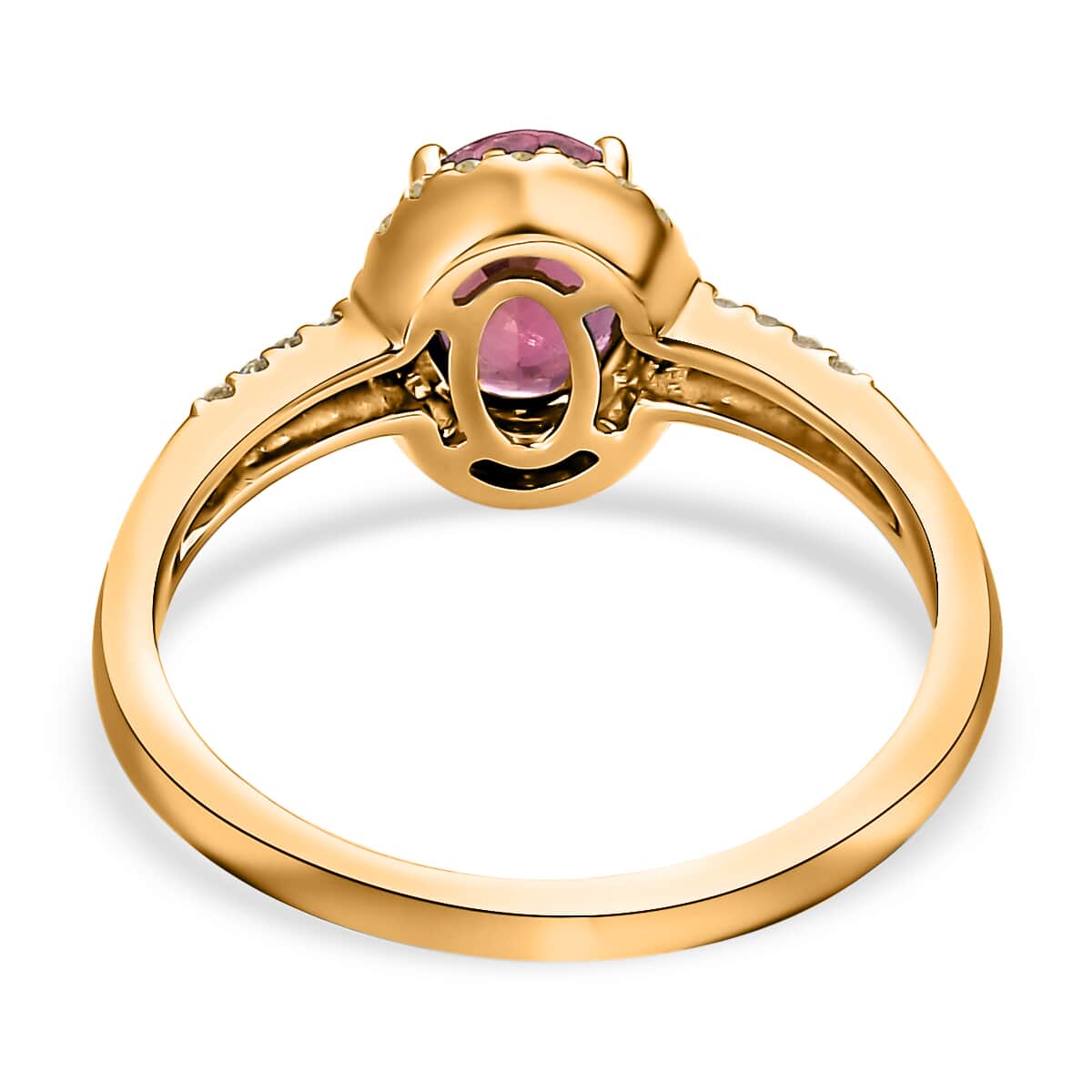 Iliana 18K Yellow Gold AAA Ouro Fino Rubellite and SI Natural Yellow Diamond Halo Ring 1.55 ctw image number 4