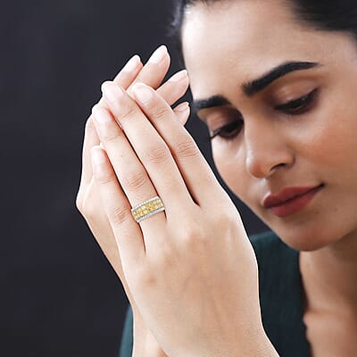 Ankur Treasure Chest Modani 18K White & Yellow Gold Natural Yellow and White Diamond SI Ring (Size 10.0) 5.8 Grams 3.05 ctw (Del. in 10-15 Days)