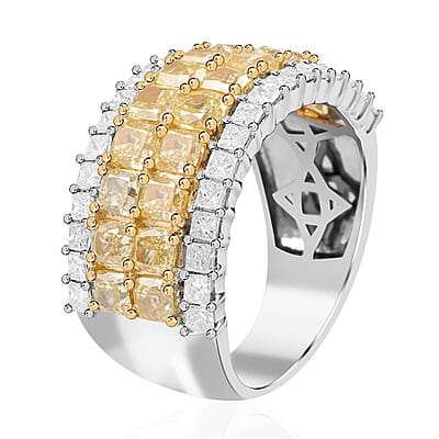 Ankur Treasure Chest Modani 18K White & Yellow Gold Natural Yellow and White Diamond SI Ring (Size 10.0) 5.8 Grams 3.05 ctw (Del. in 10-15 Days)