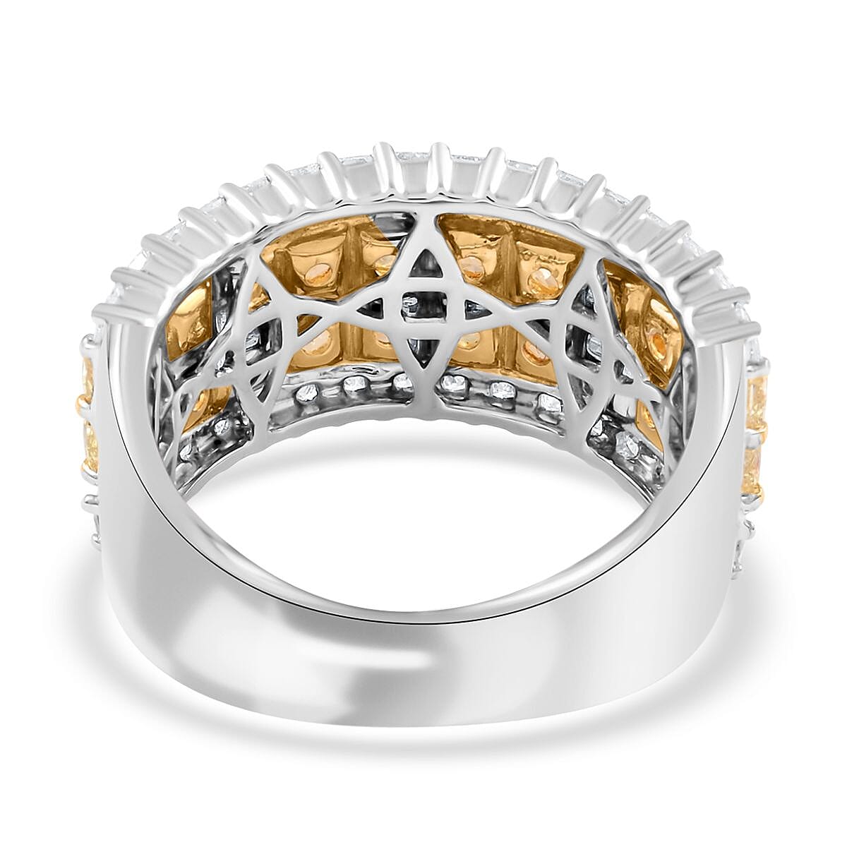Ankur Treasure Chest Modani 18K White & Yellow Gold Natural Yellow and White Diamond SI Ring (Size 9.0) 5.8 Grams 3.05 ctw image number 4
