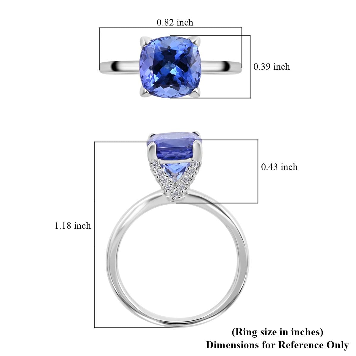 Certified & Appraised Rhapsody 950 Platinum AAAA Tanzanite and E-F VS Diamond Ring (Size 8.0) 2.75 ctw 4.40 Grams image number 4