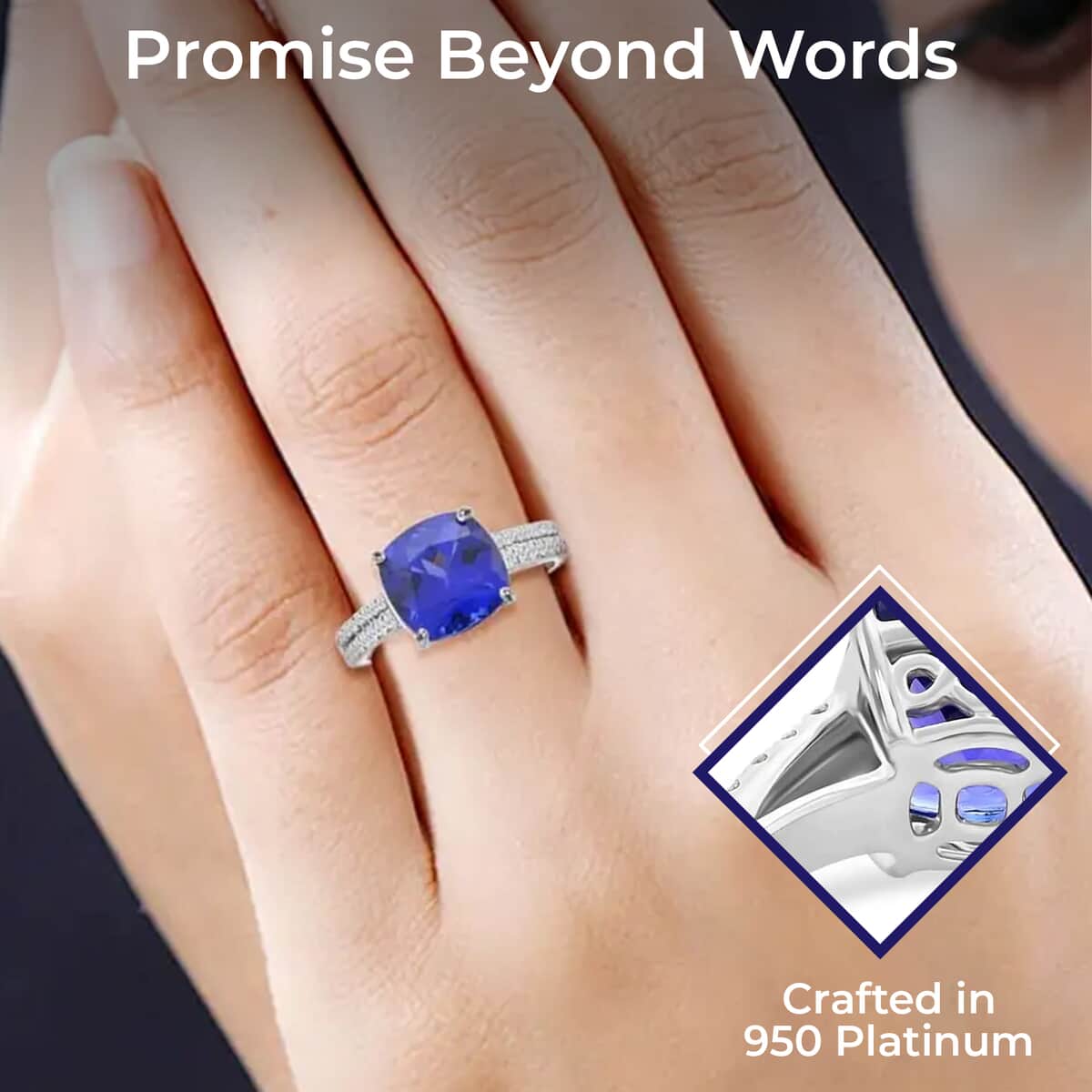 Certified & Appraised Rhapsody 950 Platinum AAAA Tanzanite and E-F VS Diamond Ring 6 Grams 3.25 ctw (Del. in 15-20 Days) image number 2