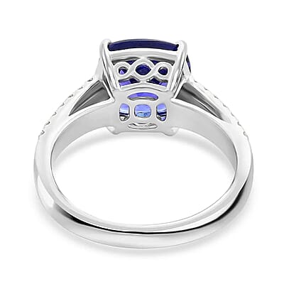 Certified and Appraised Rhapsody 950 Platinum AAAA Tanzanite and E-F VS Diamond Ring (Size 6.0) 6 Grams 3.55 ctw