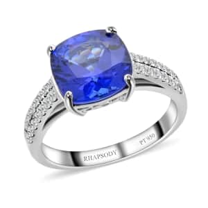Rhapsody  Certified & Appraised AAAA Tanzanite Ring,  E-F VS Diamond Accent Ring,  950 Platinum Ring, Wedding Ring 6 Grams 3.55 ctw