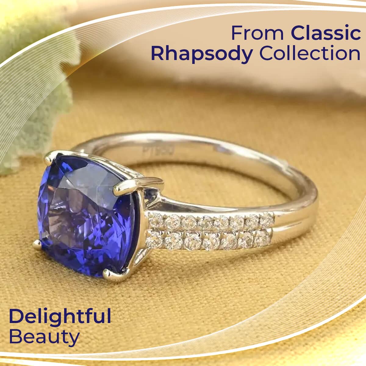 Rhapsody  Certified & Appraised AAAA Tanzanite Ring,  E-F VS Diamond Accent Ring,  950 Platinum Ring, Wedding Ring 6 Grams 3.55 ctw image number 1