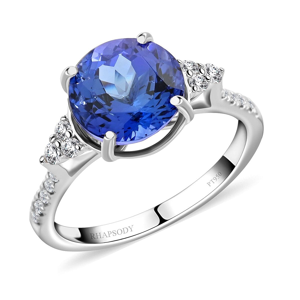 Certified & Appraised Rhapsody 950 Platinum AAAA Tanzanite and E-F VS Diamond Ring 2.80 ctw (Del. in 15-20 Days) image number 0