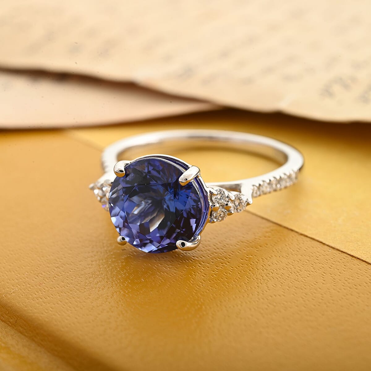 Certified & Appraised Rhapsody 950 Platinum AAAA Tanzanite and E-F VS Diamond Ring 2.80 ctw (Del. in 15-20 Days) image number 1
