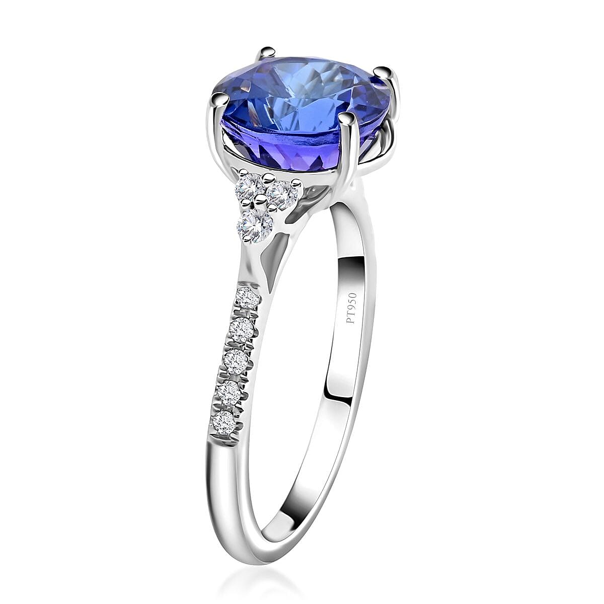 Certified & Appraised Rhapsody 950 Platinum AAAA Tanzanite and E-F VS Diamond Ring 2.80 ctw (Del. in 15-20 Days) image number 3