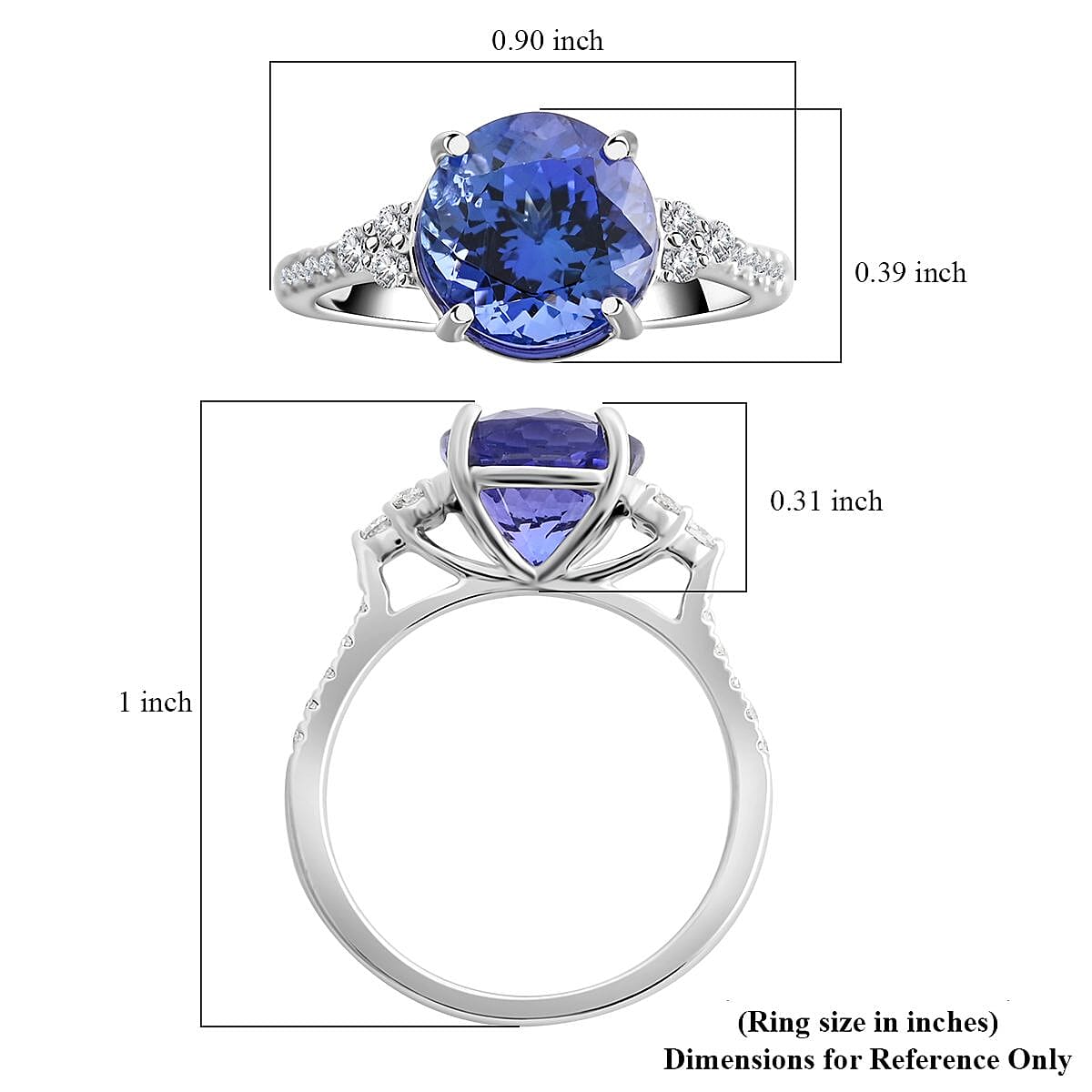 Certified & Appraised Rhapsody 950 Platinum AAAA Tanzanite and E-F VS Diamond Ring 2.80 ctw (Del. in 15-20 Days) image number 4