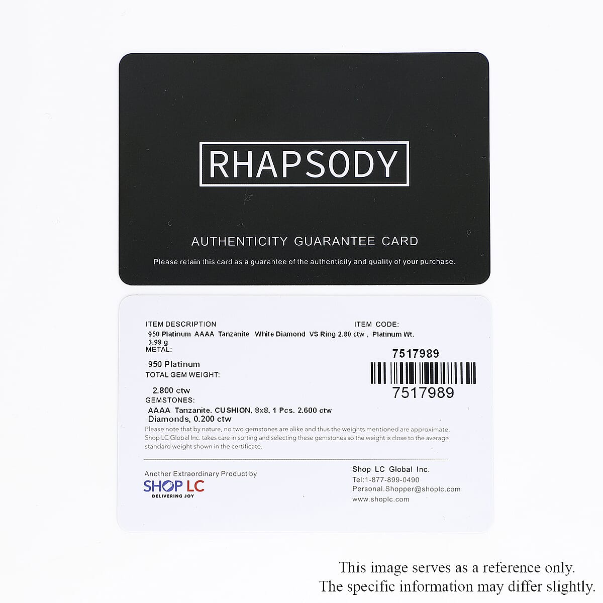 Certified & Appraised Rhapsody 950 Platinum AAAA Tanzanite and E-F VS Diamond Ring 2.80 ctw (Del. in 15-20 Days) image number 6