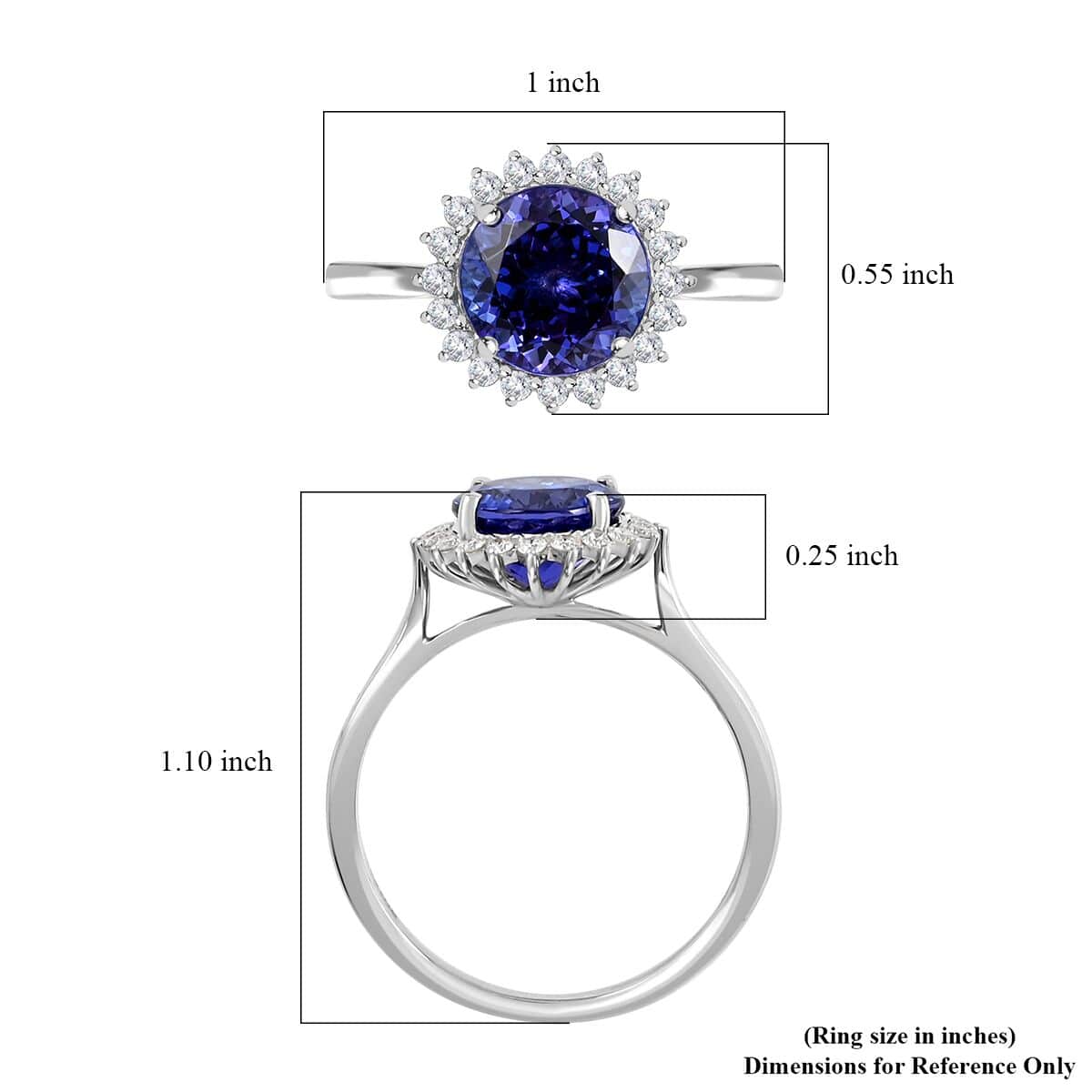 Certified Rhapsody 950 Platinum AAAA Tanzanite and E-F VS Diamond Sunburst Ring (Size 6.0) 5.40 Grams 3.30 ctw image number 5