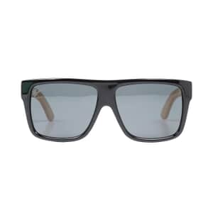 Bamfy Oakland UV400 Polarized Sunglasses with Bamboo Legs and Case -Black