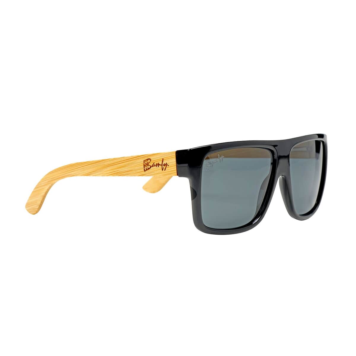Bamfy Oakland UV400 Polarized Sunglasses with Bamboo Legs and Case -Black image number 3